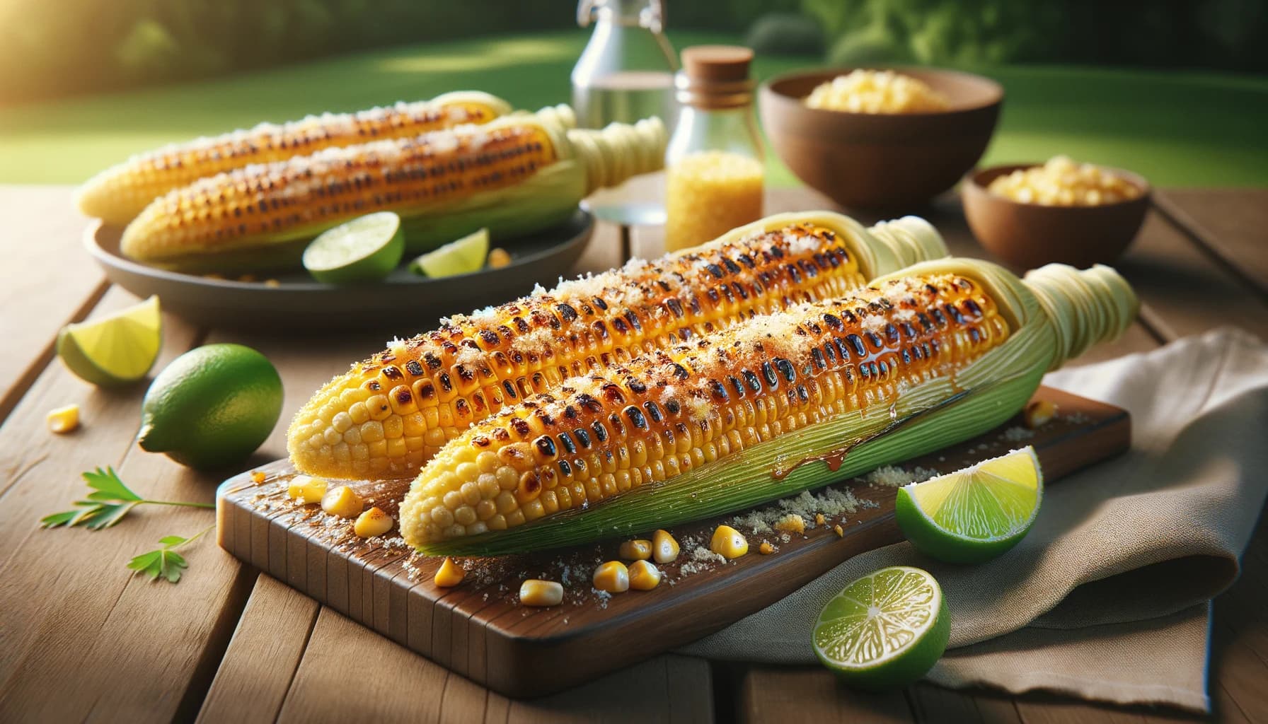 Maíz a la parrilla con mantequilla de arce y parmesano