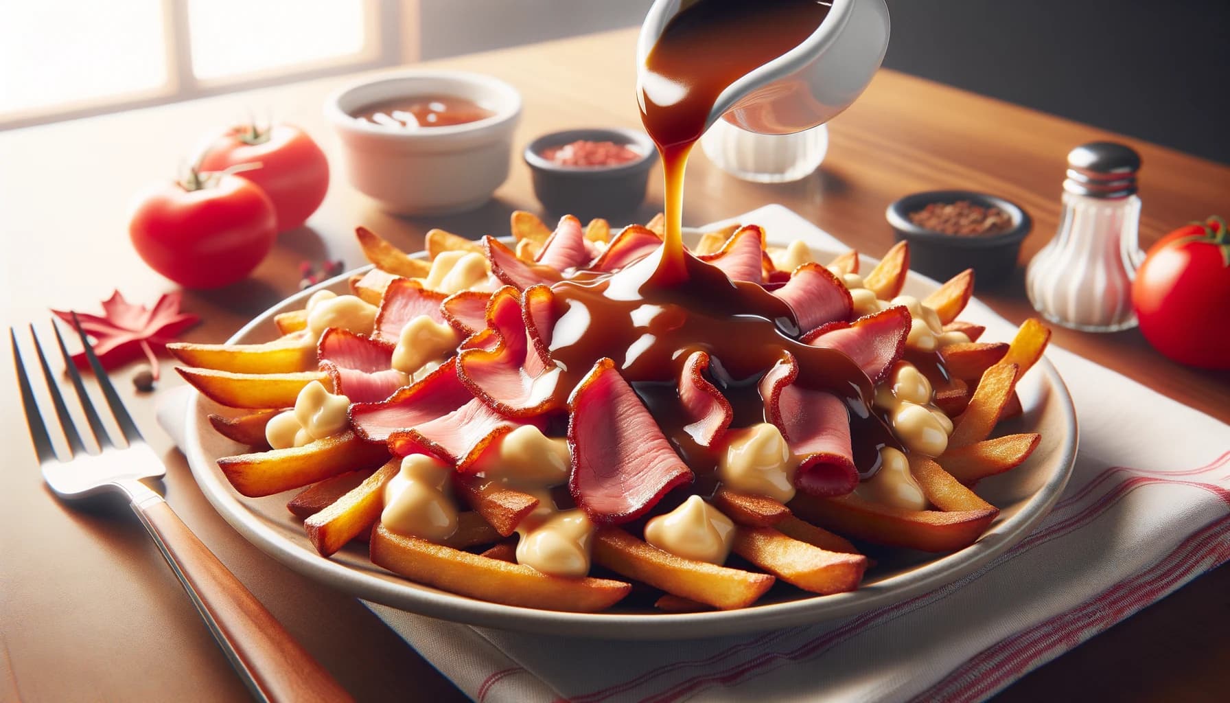 Poutine BBQ au smoked meat et fromage en grains