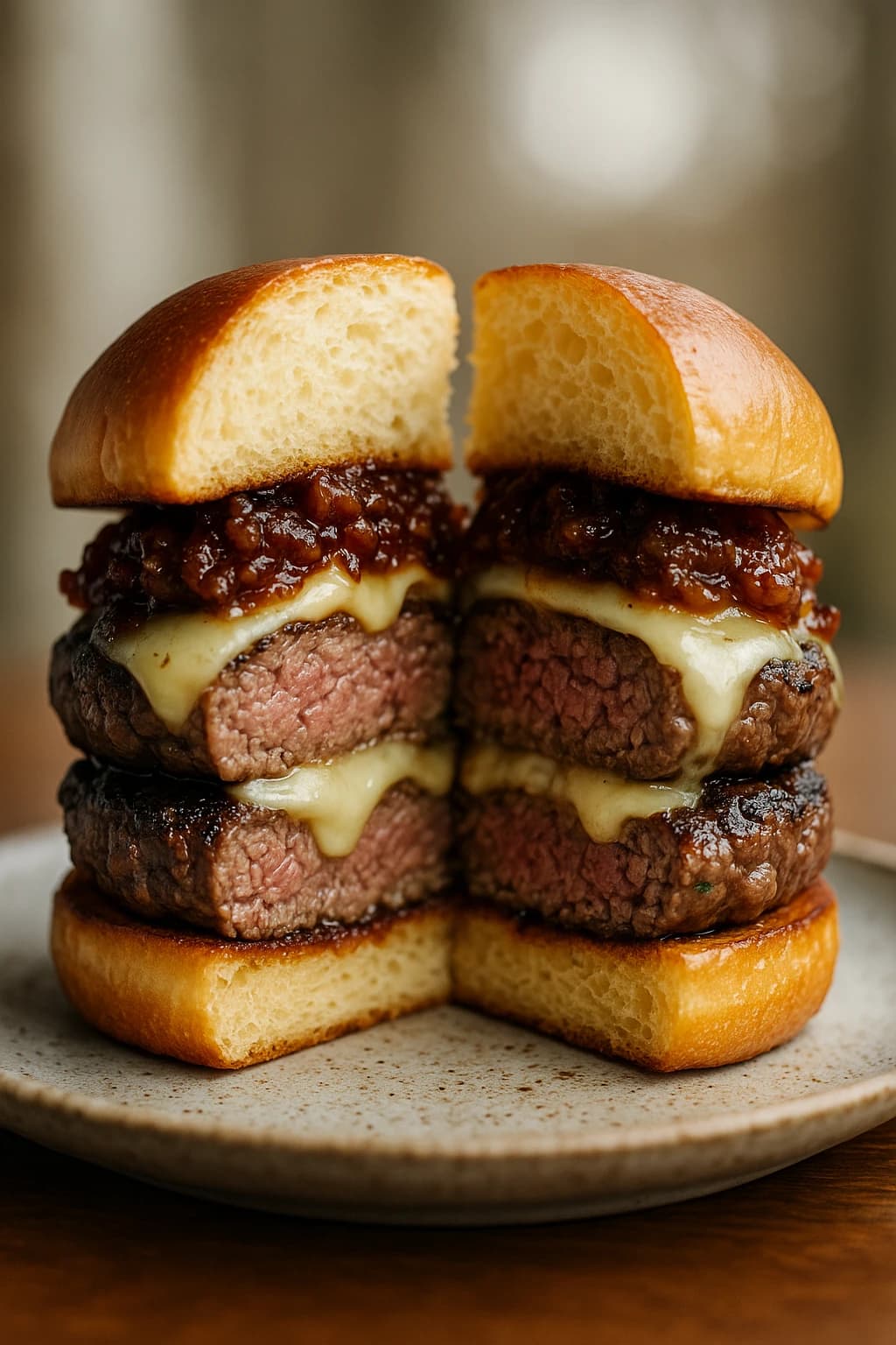 Burger wagyu BBQ avec confiture bacon à l'érable