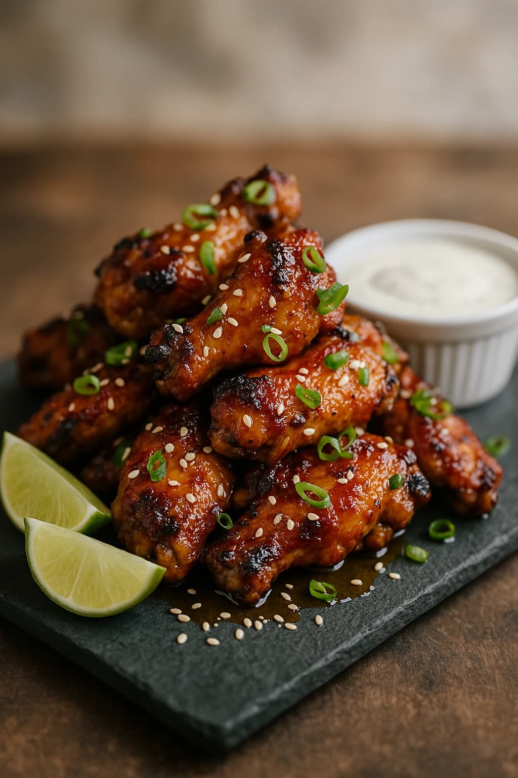BBQ Chicken Wings with Maple, Sriracha, and Lime