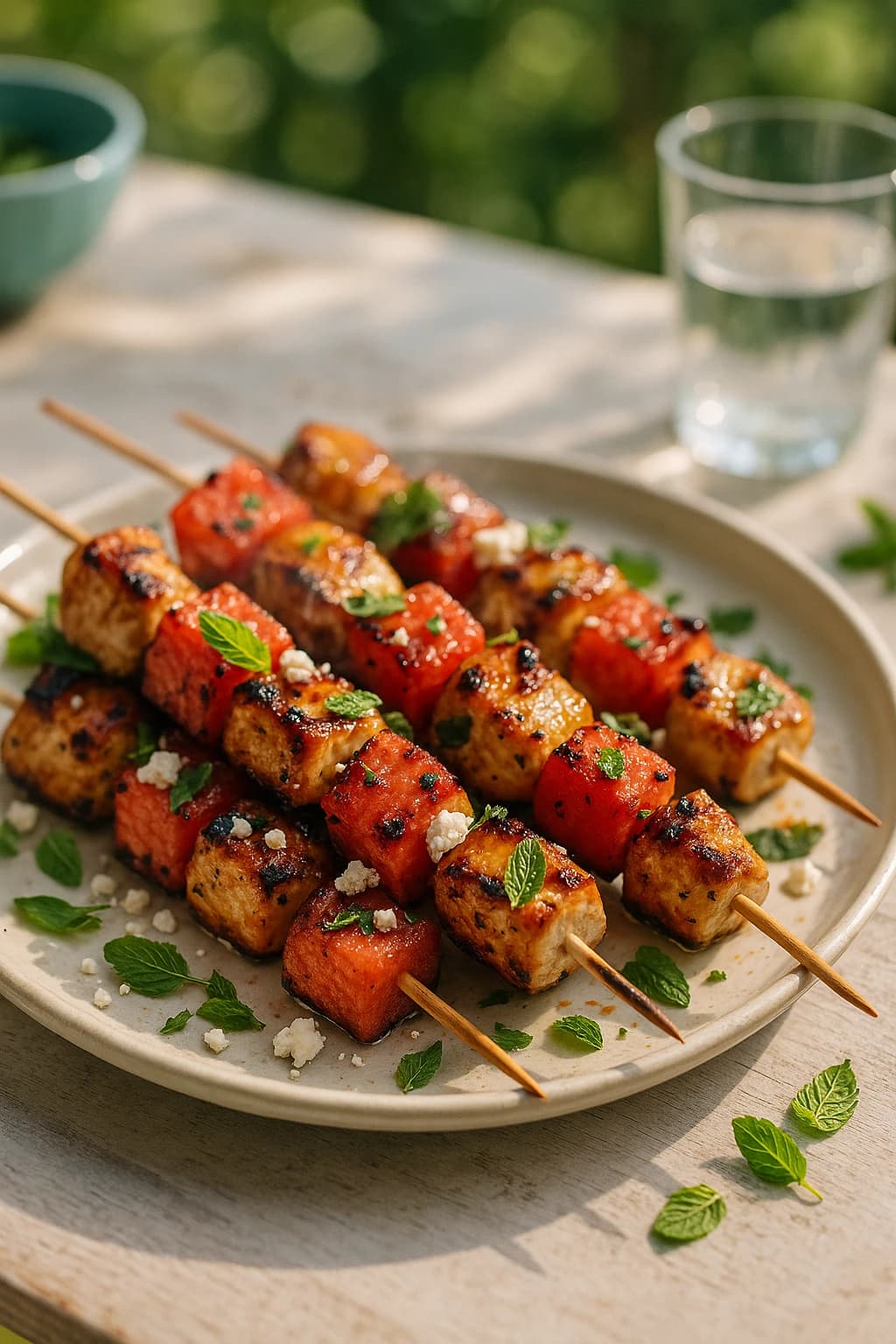 Grilled Chicken and Watermelon Skewers