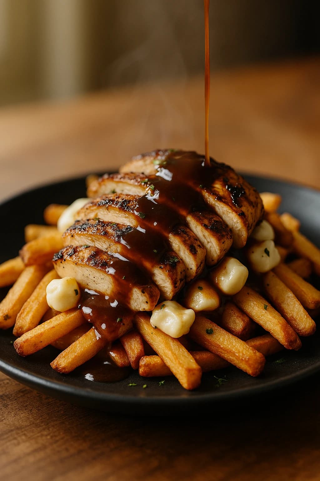 Pollo BBQ estilo poutine