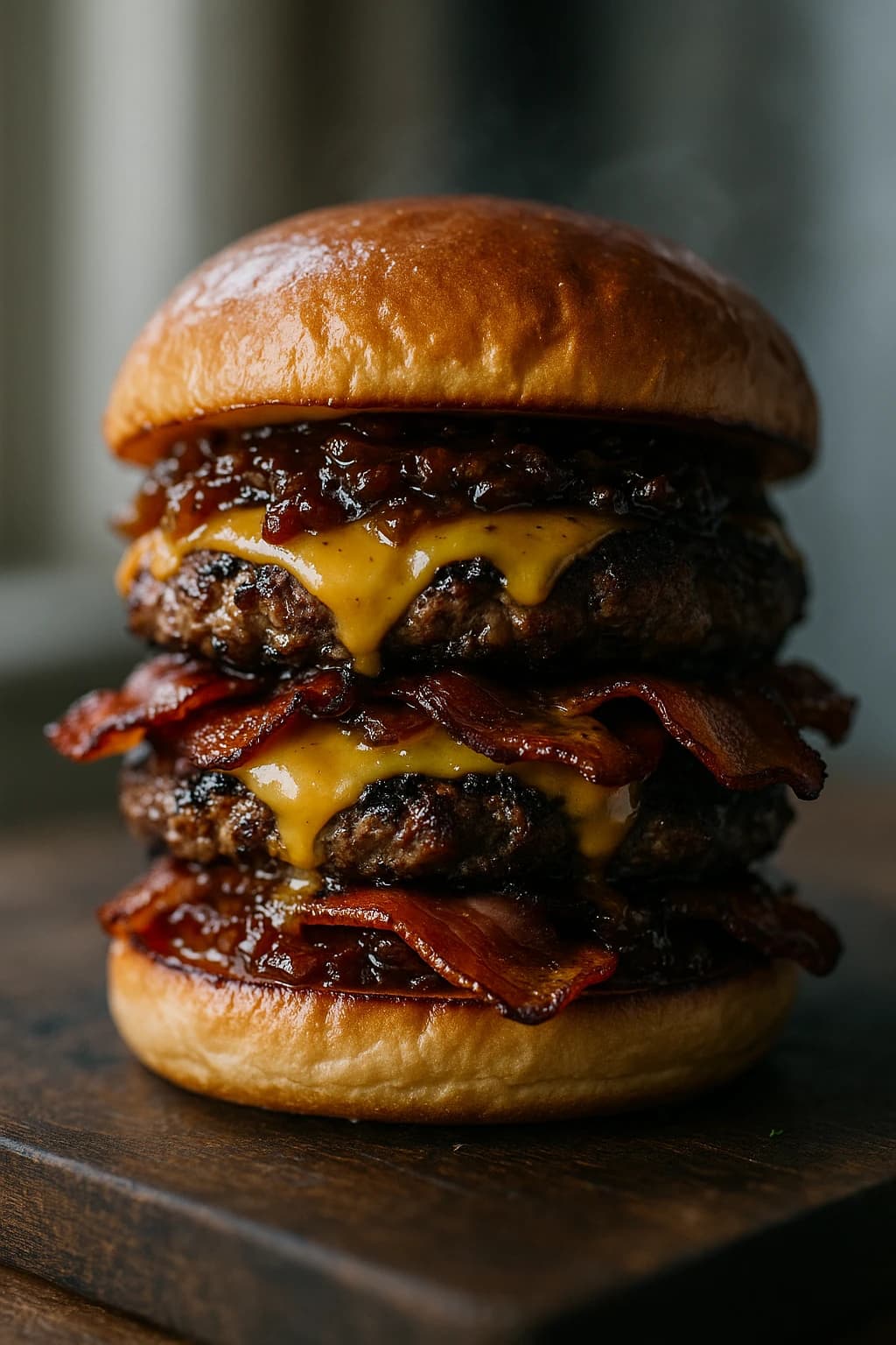 Double Bacon Burger with Onion Jam