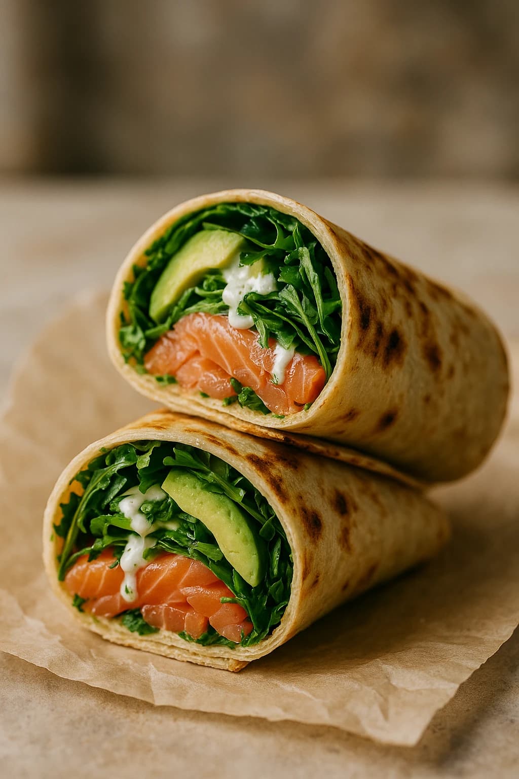 BBQ Salmon and Avocado Wrap