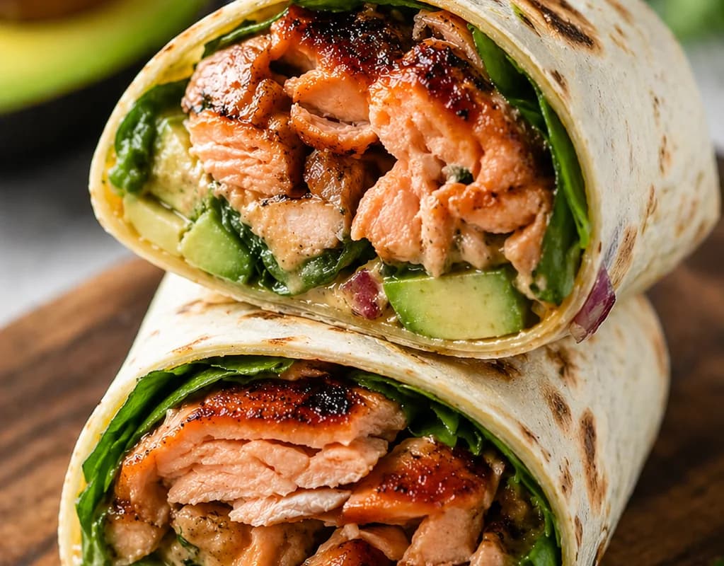 BBQ Salmon and Avocado Wrap