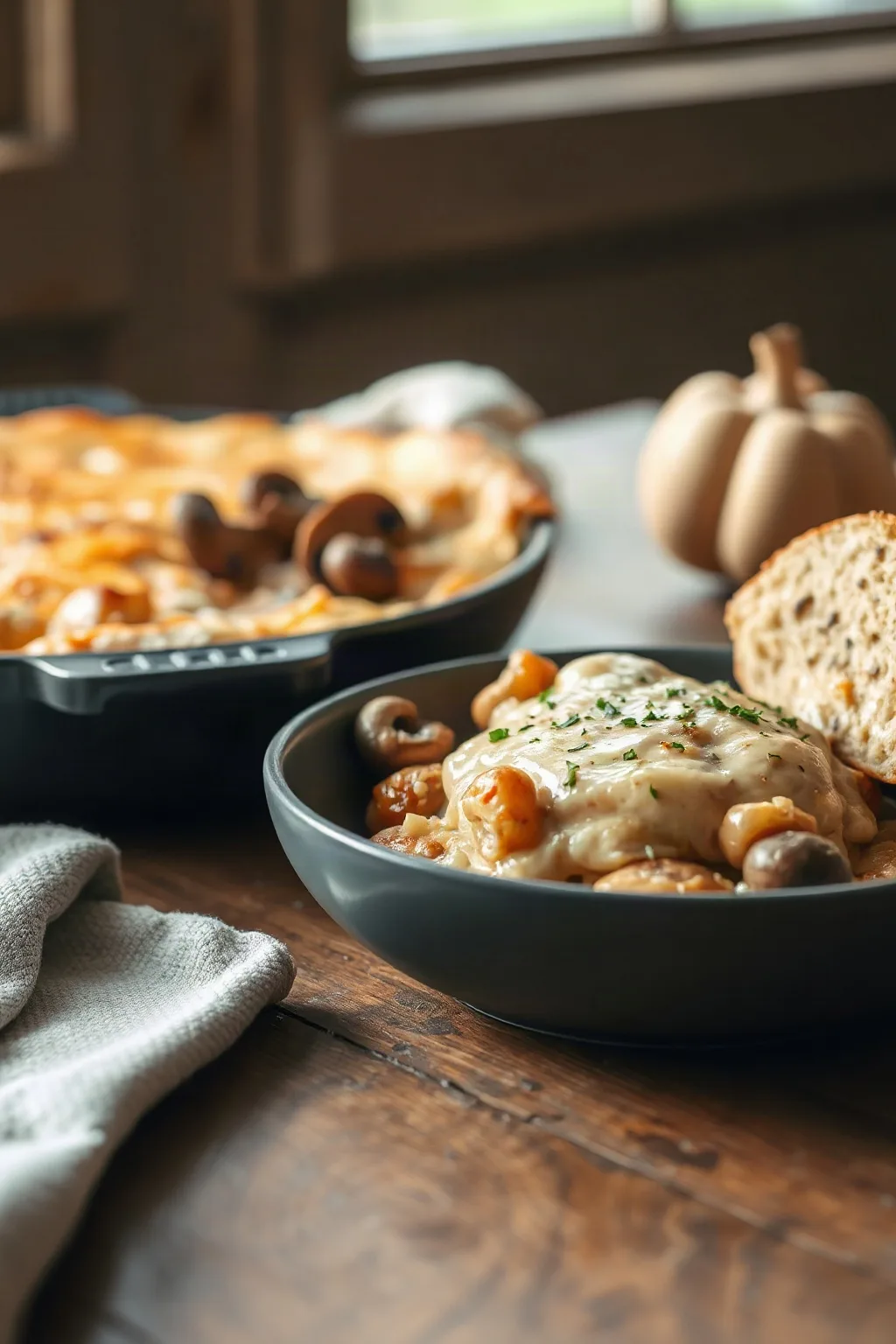 Cazuela de Pierogi y Champiñones
