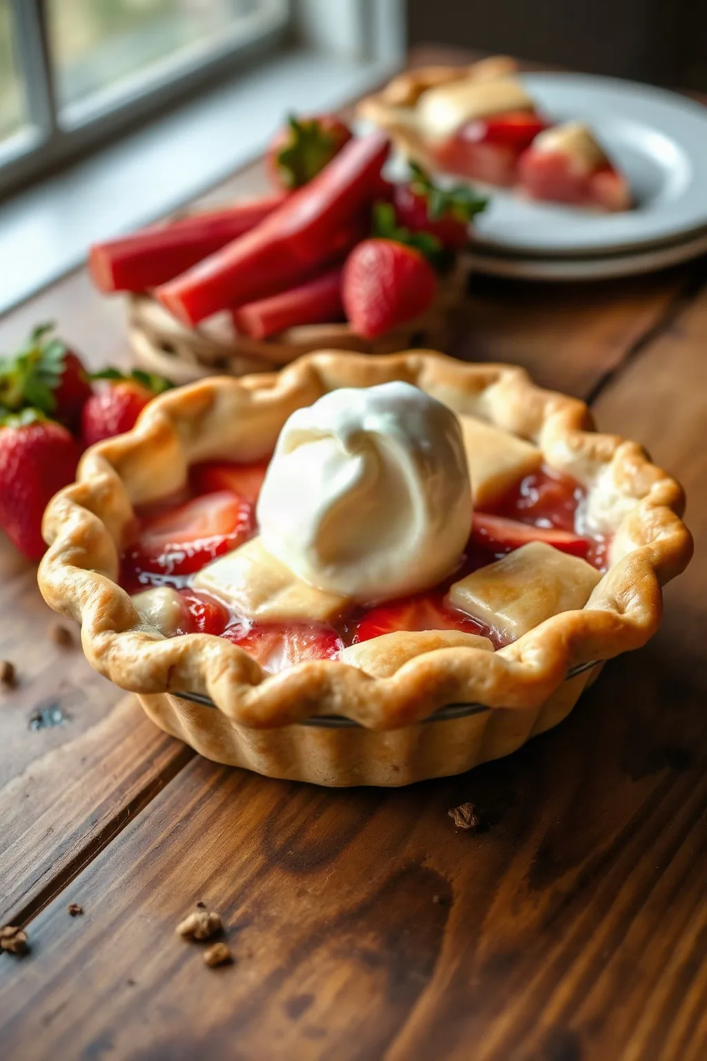 Classic Strawberry Rhubarb Custard Pie