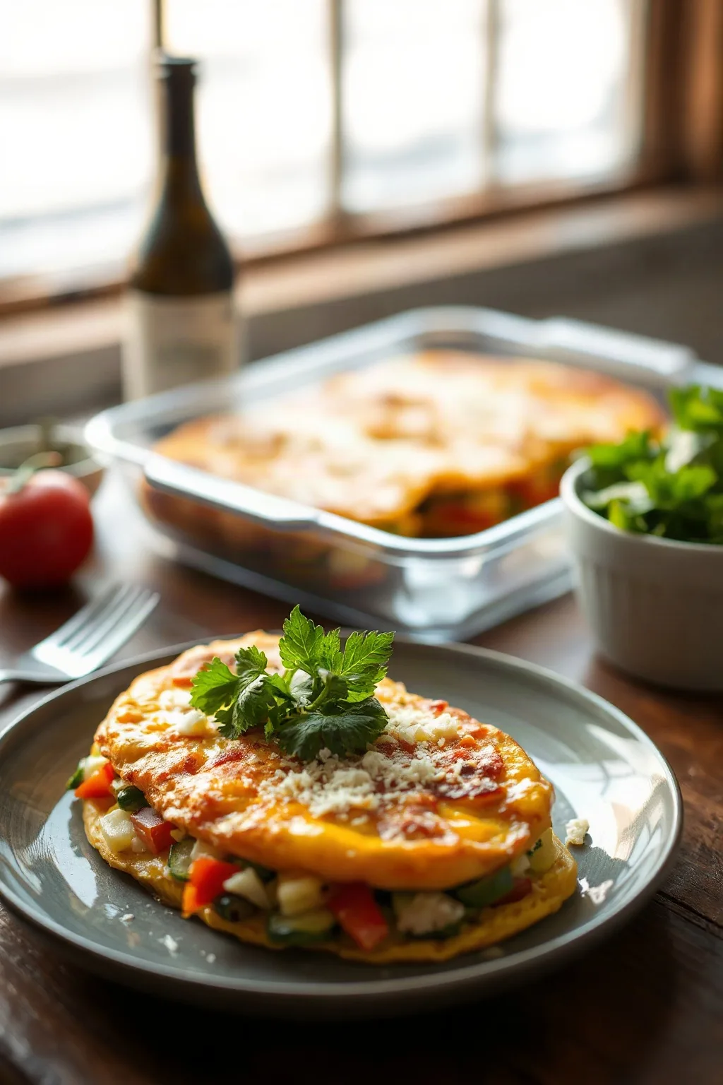 Oven Baked Omelet with Vegetables and Cheese