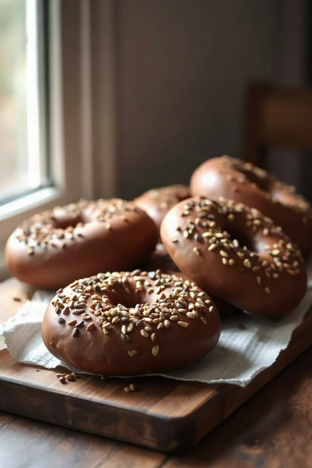 Homemade Pumpernickel Bagels