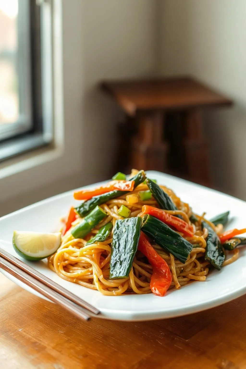 Fideos Shanghai Salteados con Verduras