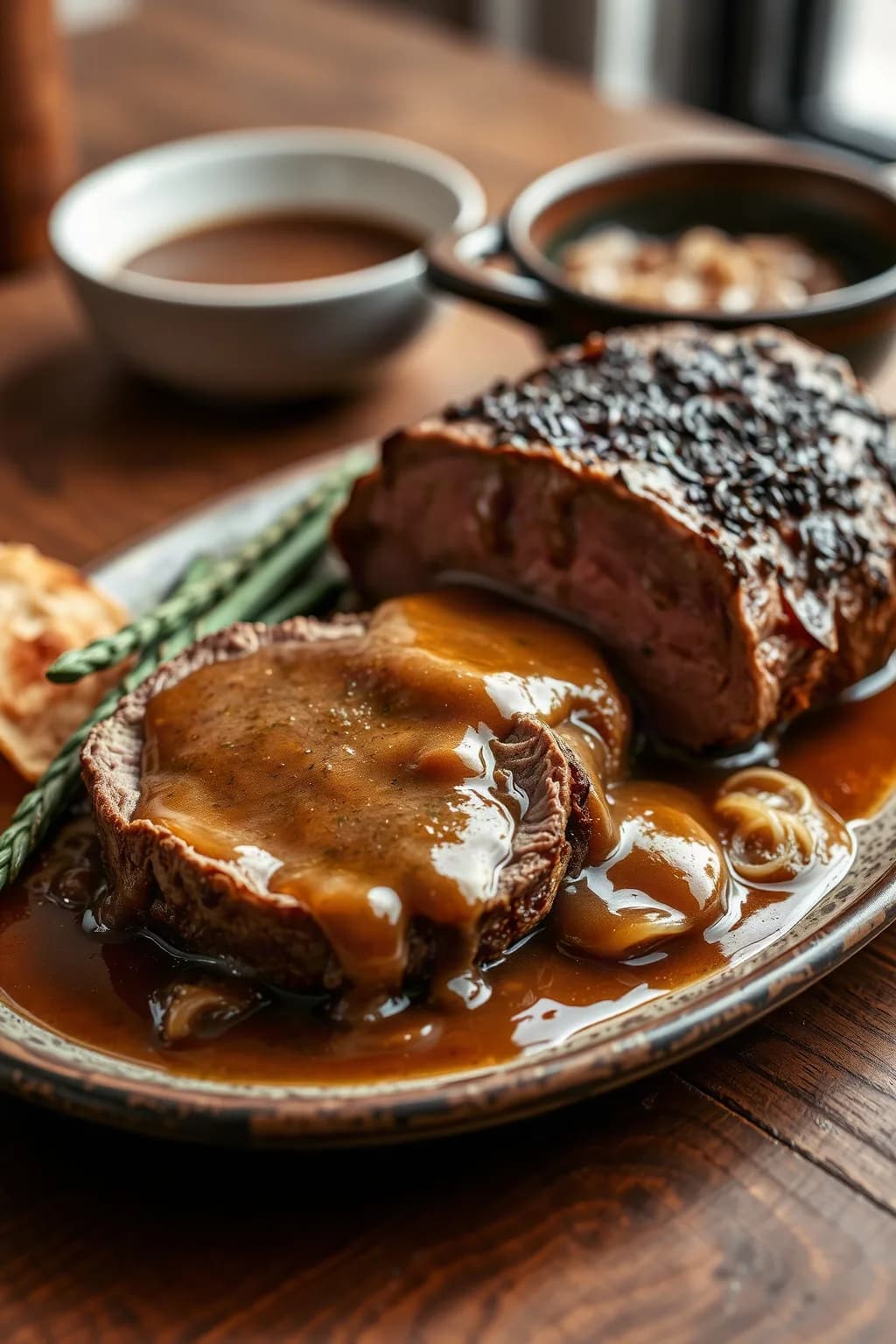 Bottom Round Roast with Rich Onion Gravy
