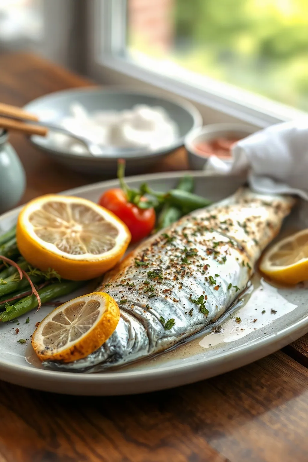 Baked Fresh Rainbow Trout with Lemon and Herbs
