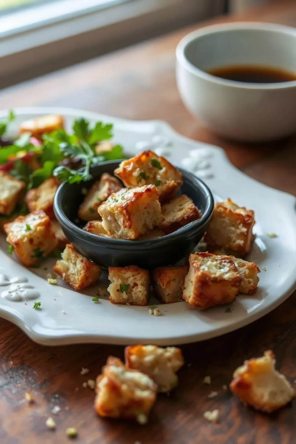 Crutones de Ajo y Parmesano Crujientes