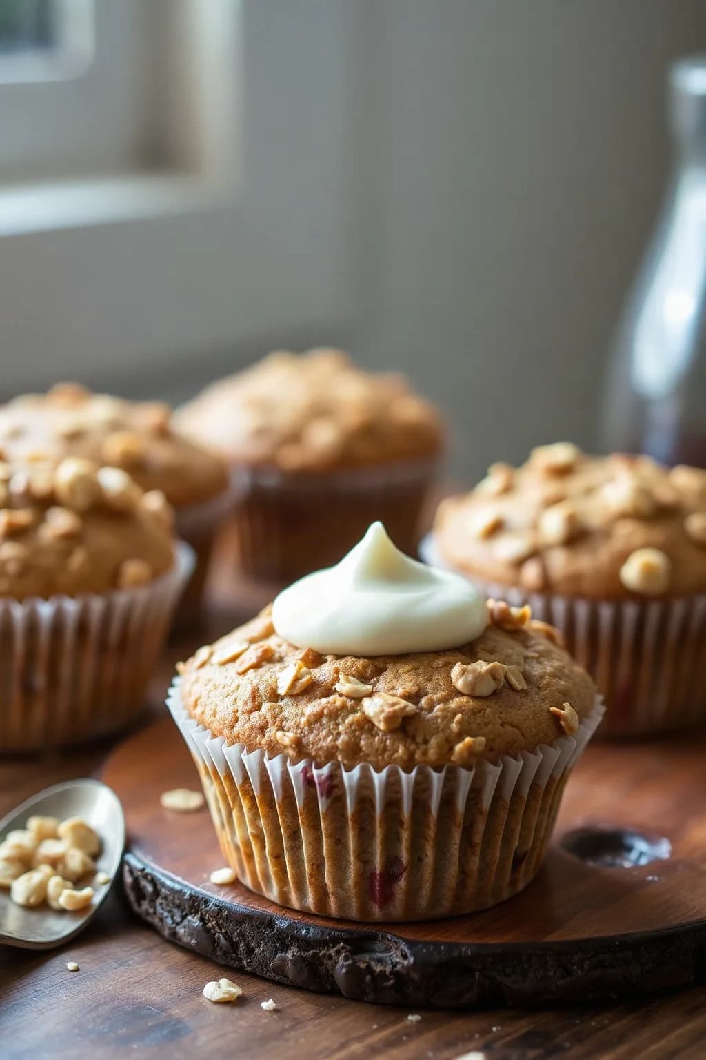 Banana Oat Muffins with Sour Cream