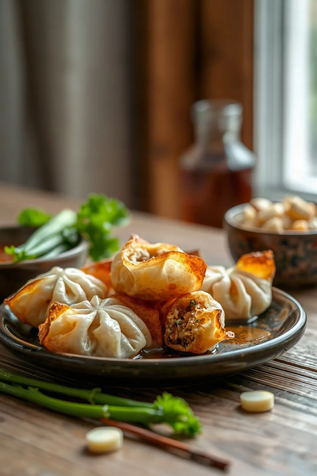 Wontons Crujientes con Relleno de Cerdo