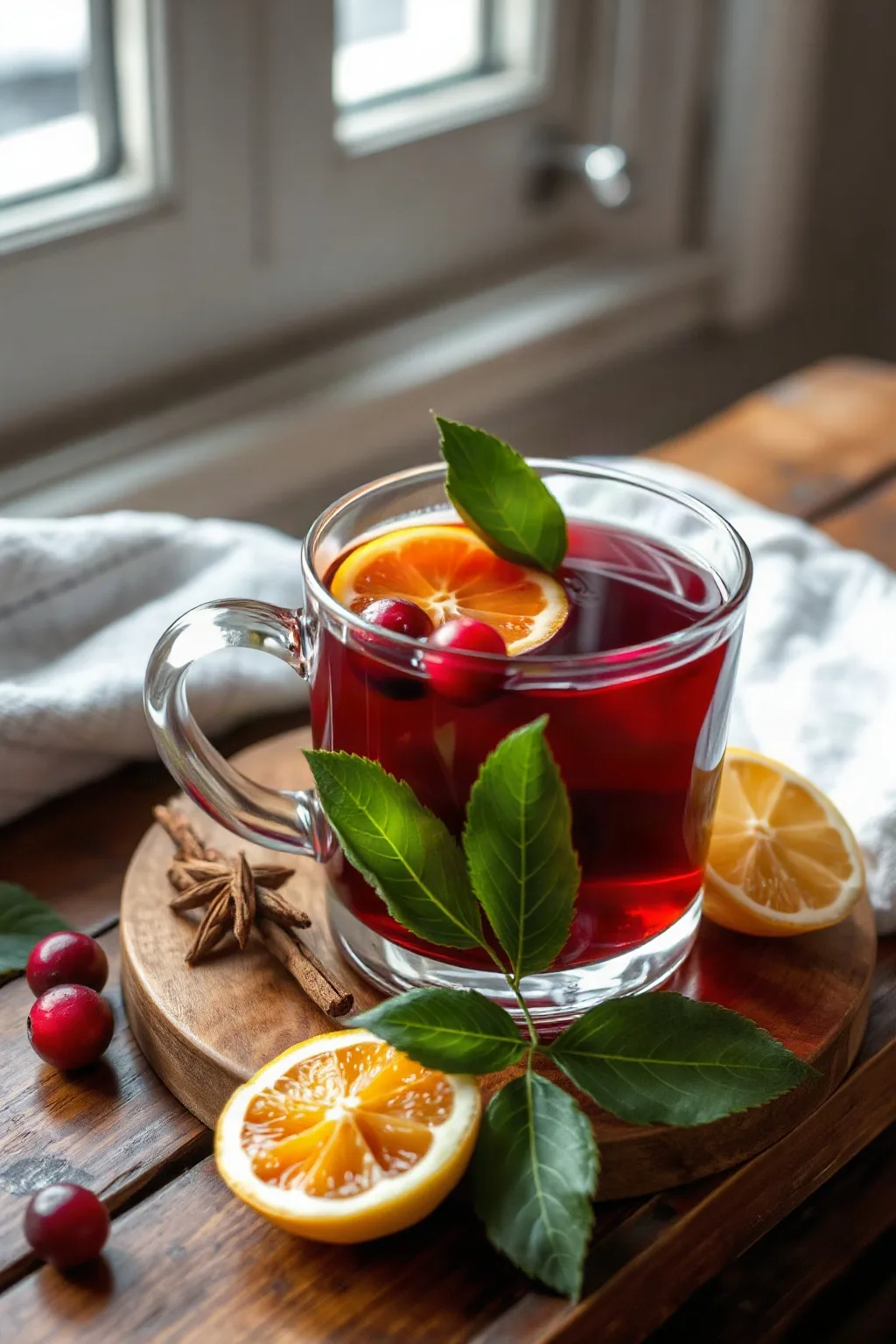 Hot Cranberry Tea with Citrus and Spices