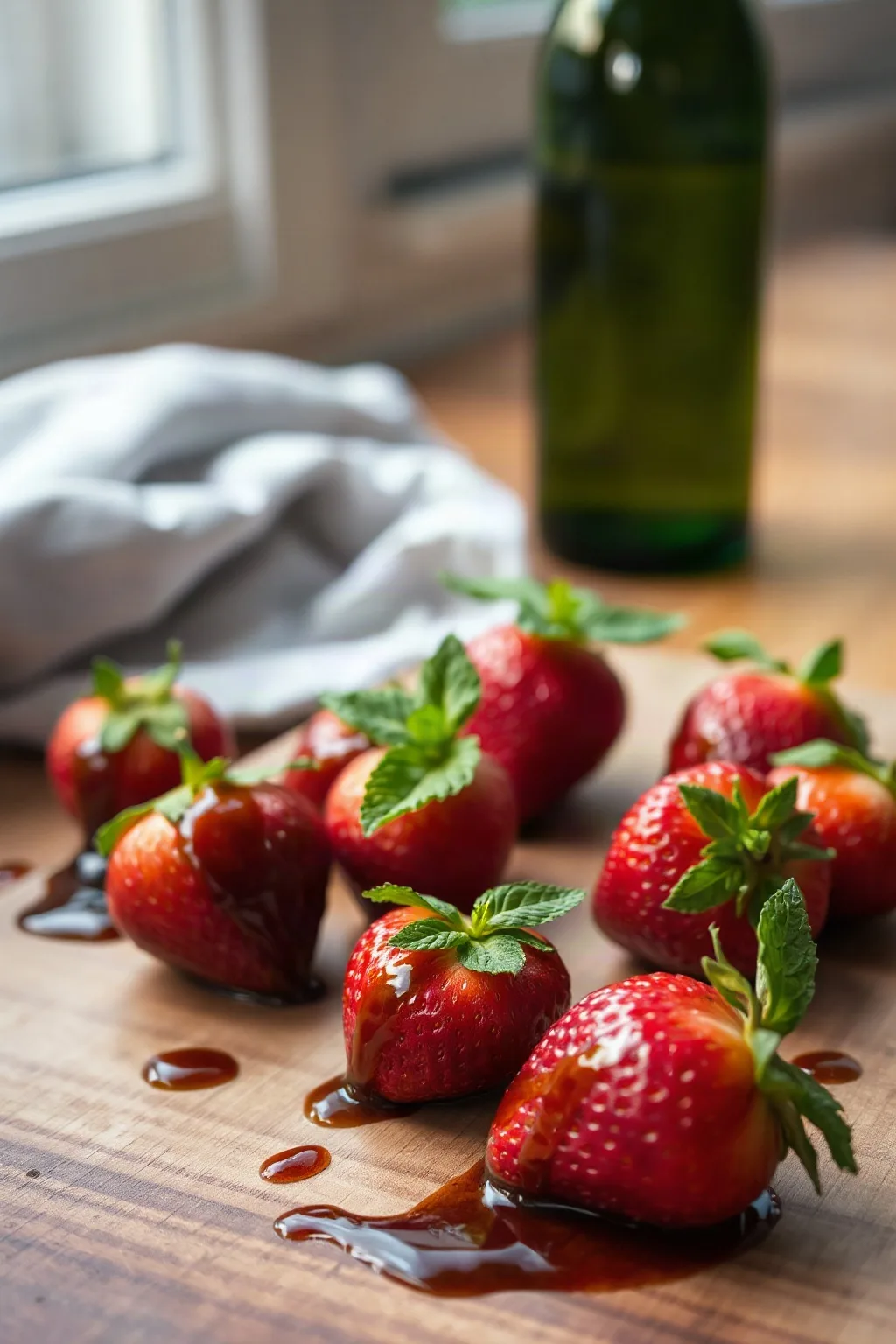 Fraises au balsamique et menthe