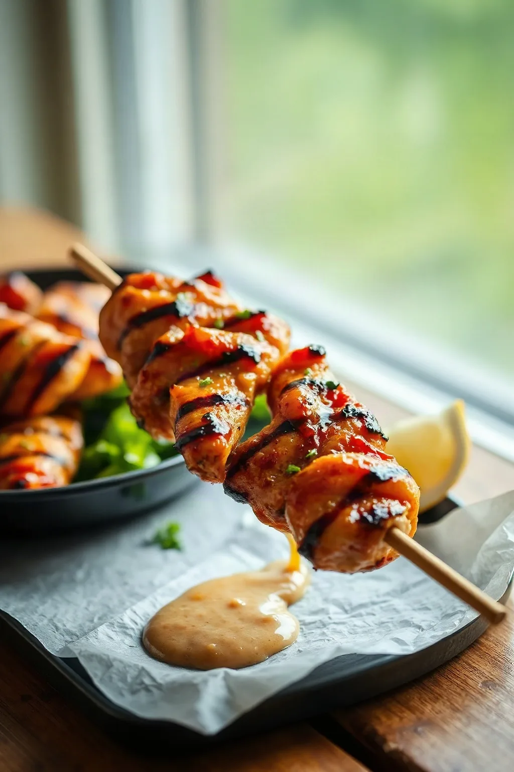 Grilled Chicken on a Stick with Tangy Marinade