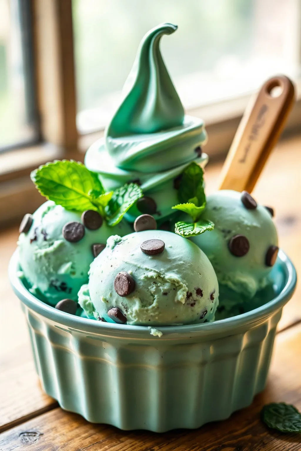 Crème glacée facile à la menthe et pépites de chocolat