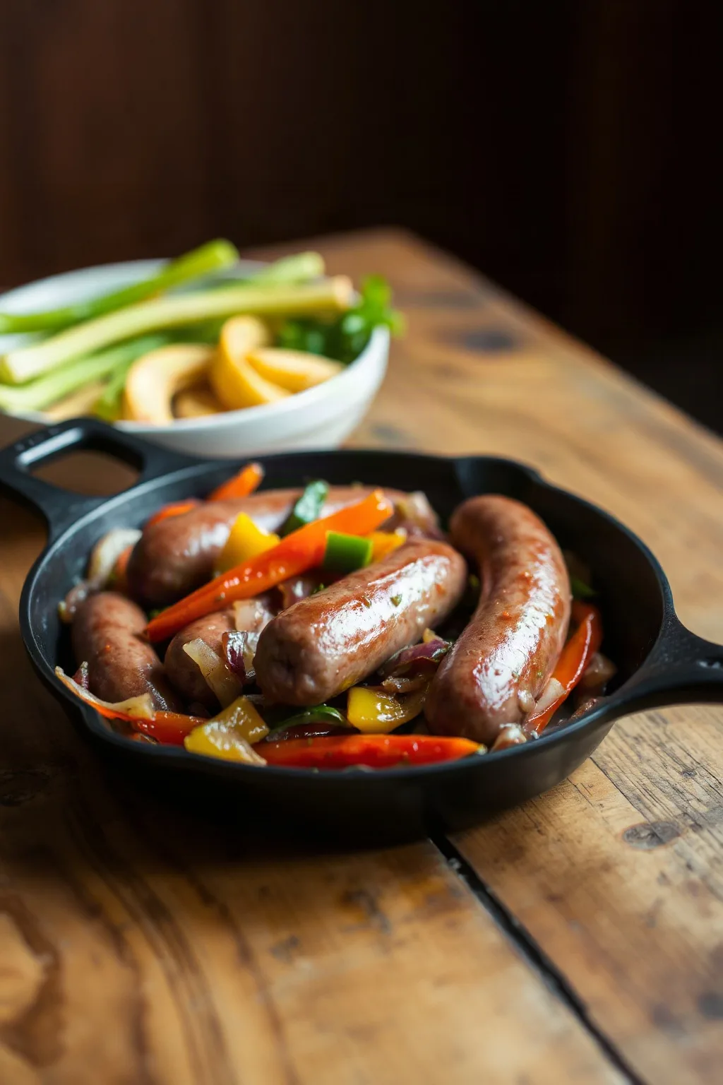 Poêlée de Saucisse Fumée avec Poivrons et Oignons