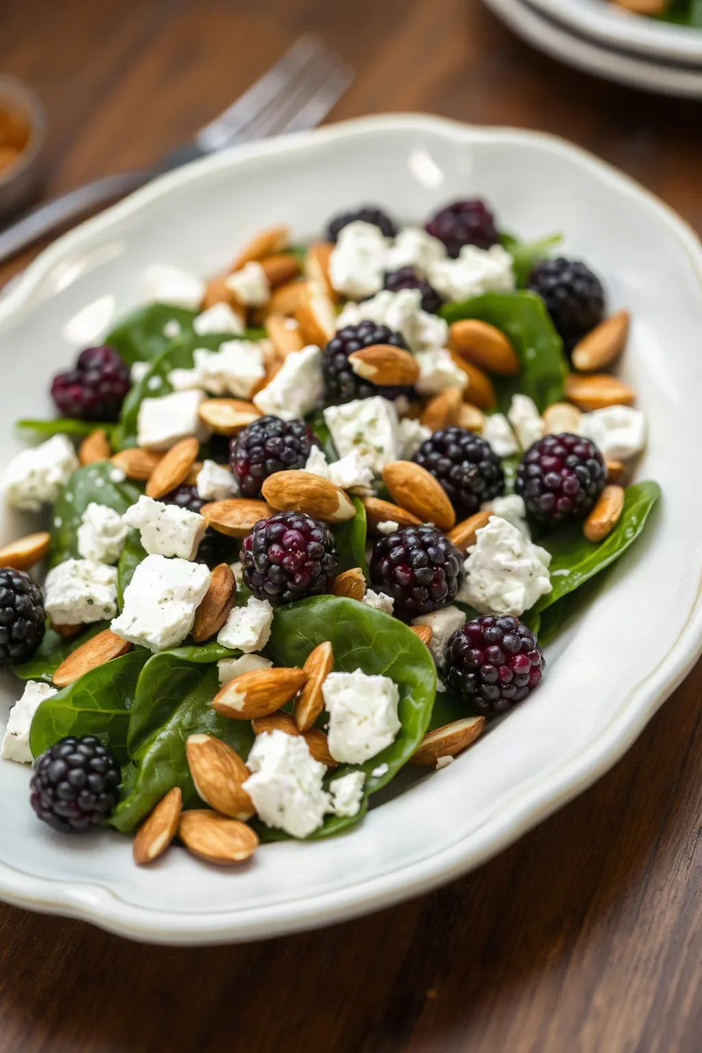 Delicious Blackberry Spinach Salad with Feta