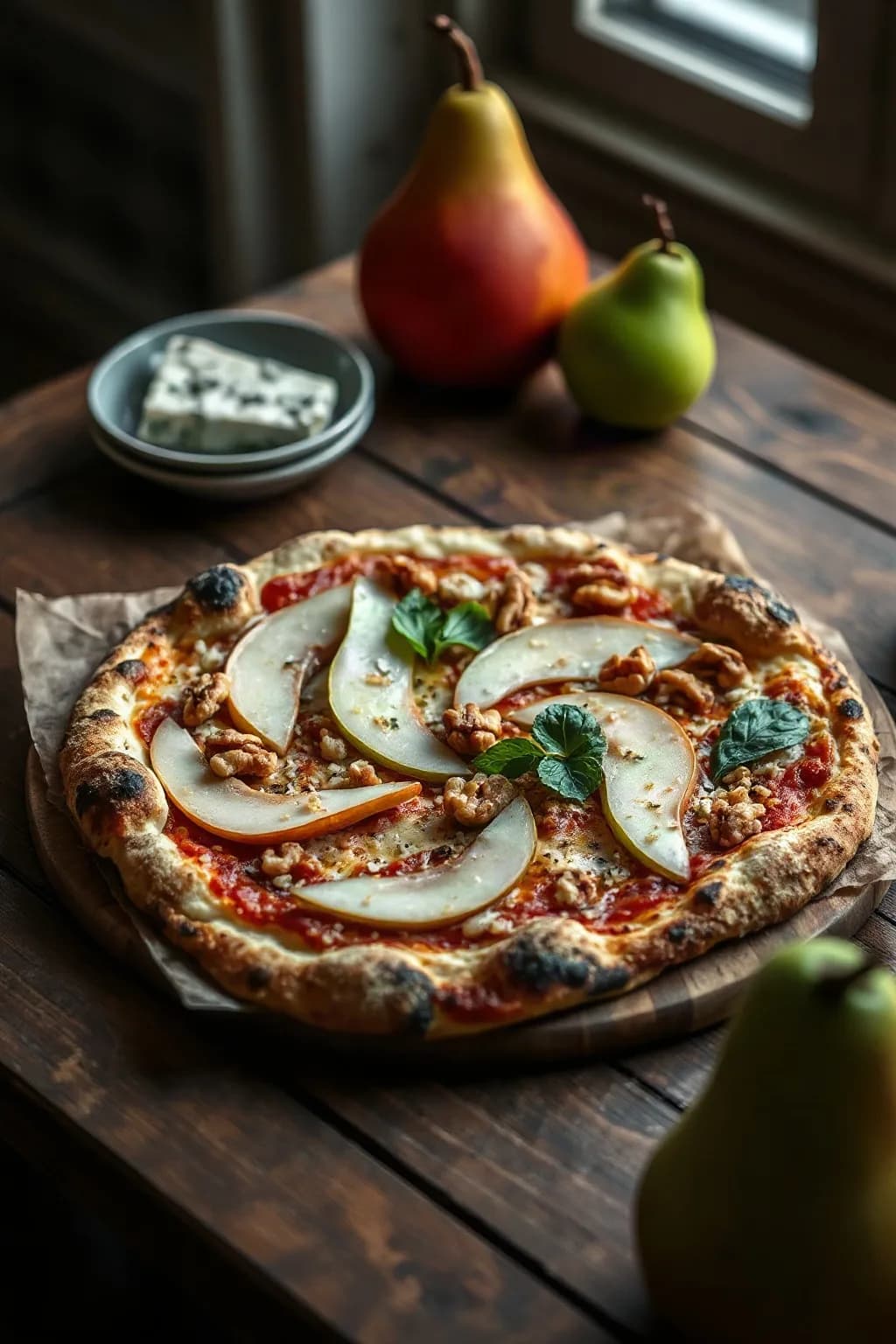 Blue Cheese Walnut and Pear Pizza