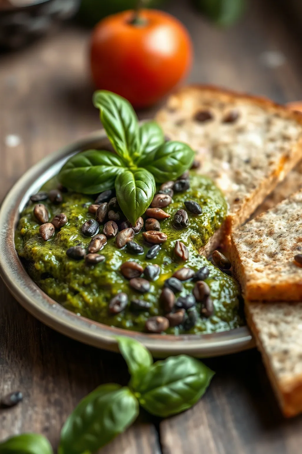 Cacao Nib Pesto with Fresh Basil