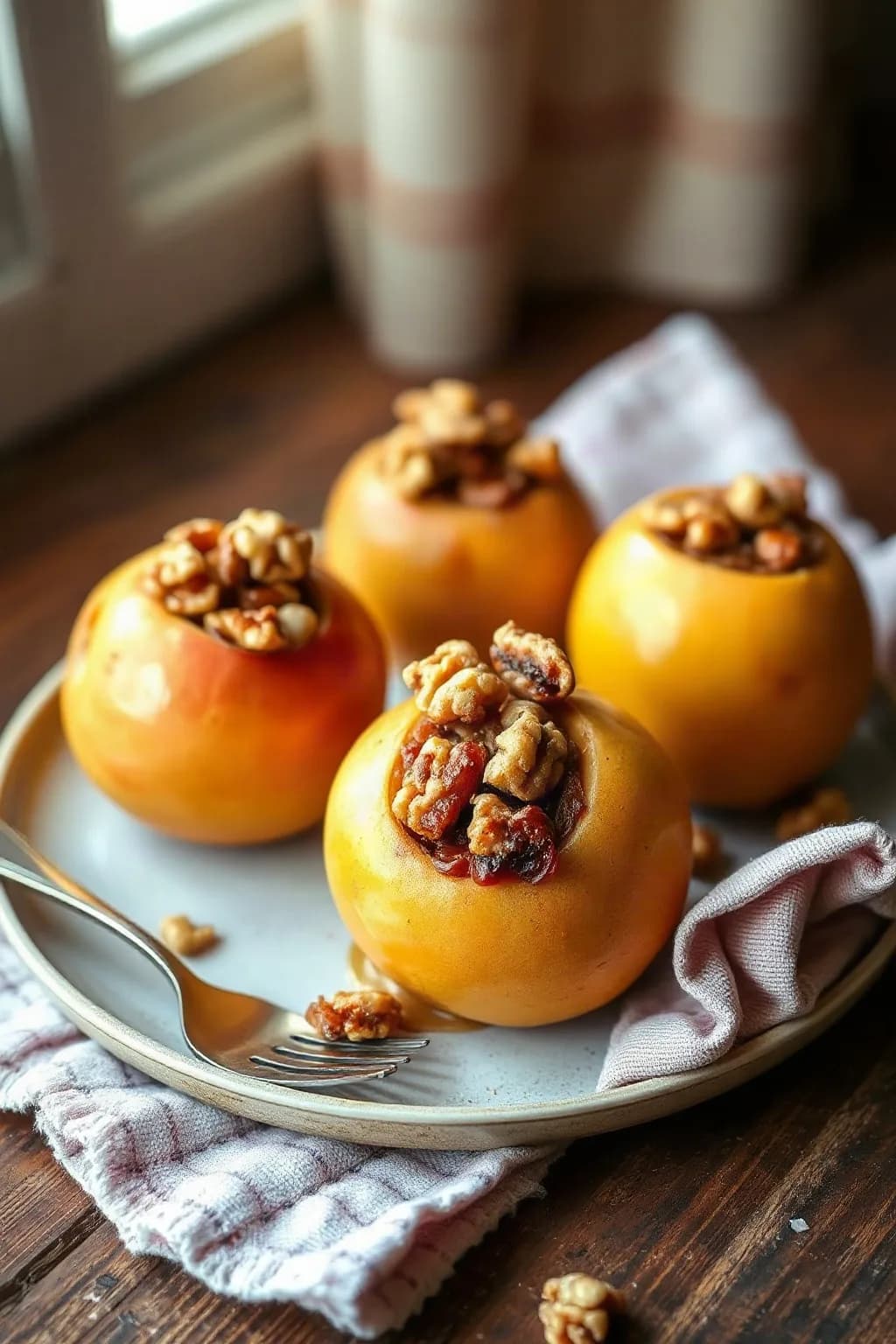 No Sugar Baked Apples with Cinnamon and Walnuts