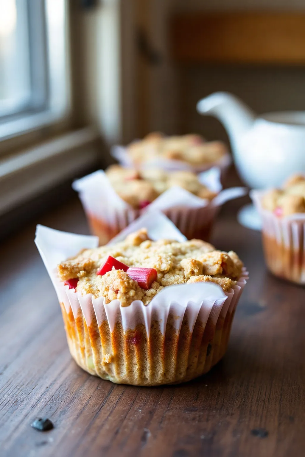 Delicious Rhubarb Crisp Muffins