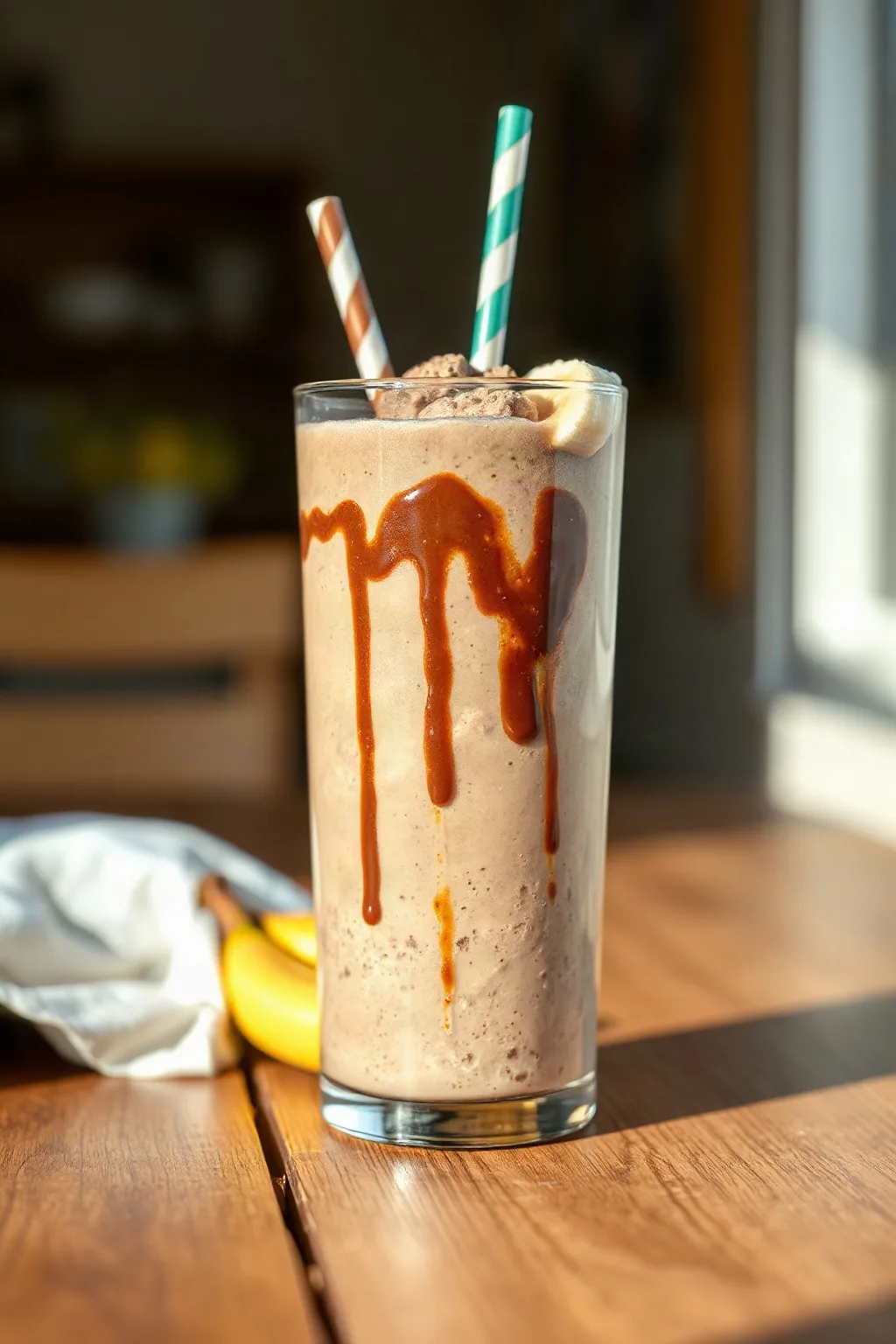 Batido de Proteína de Chocolate, Plátano y Mantequilla de Maní