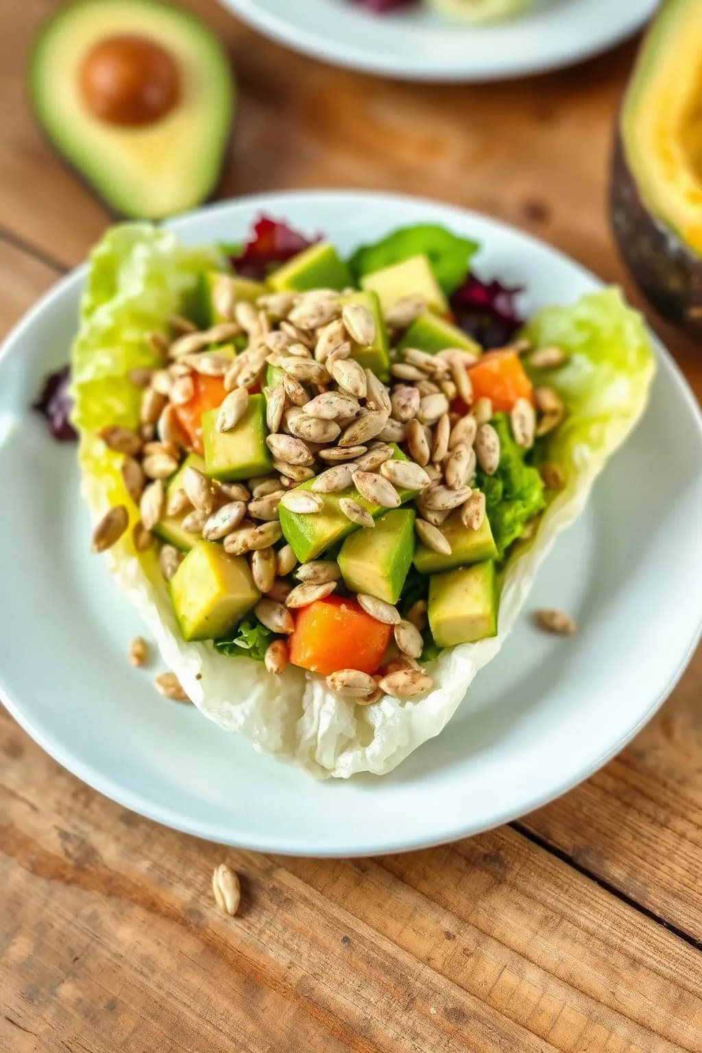 Lettuce Avocado and Sunflower Seed Salad