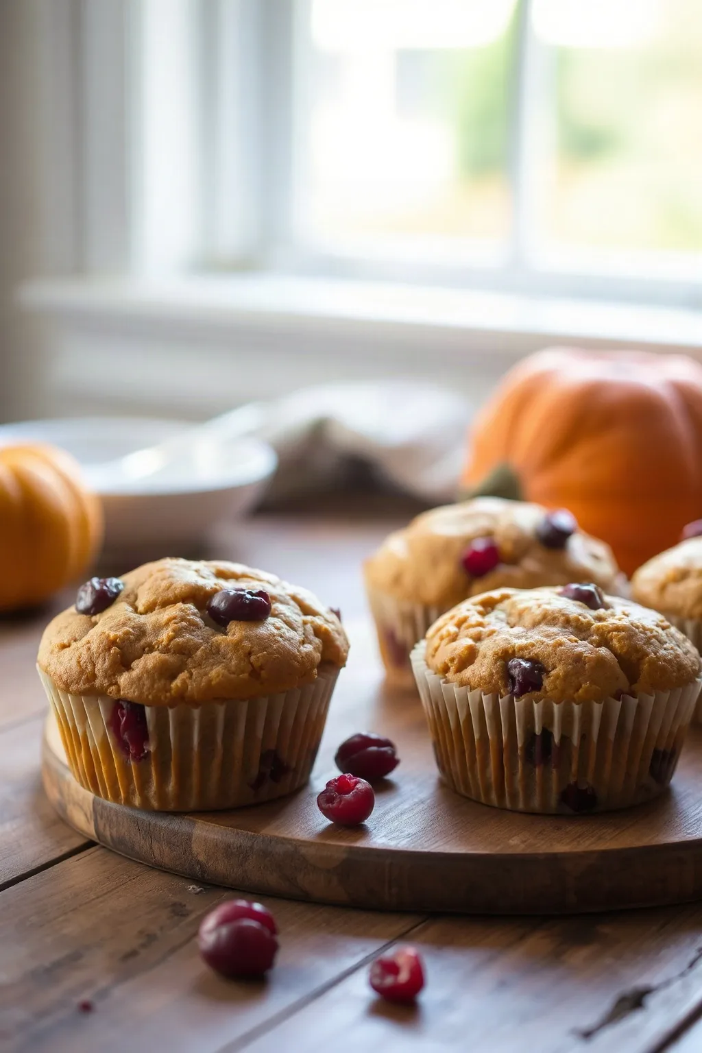 Healthy Pumpkin Cranberry Muffins