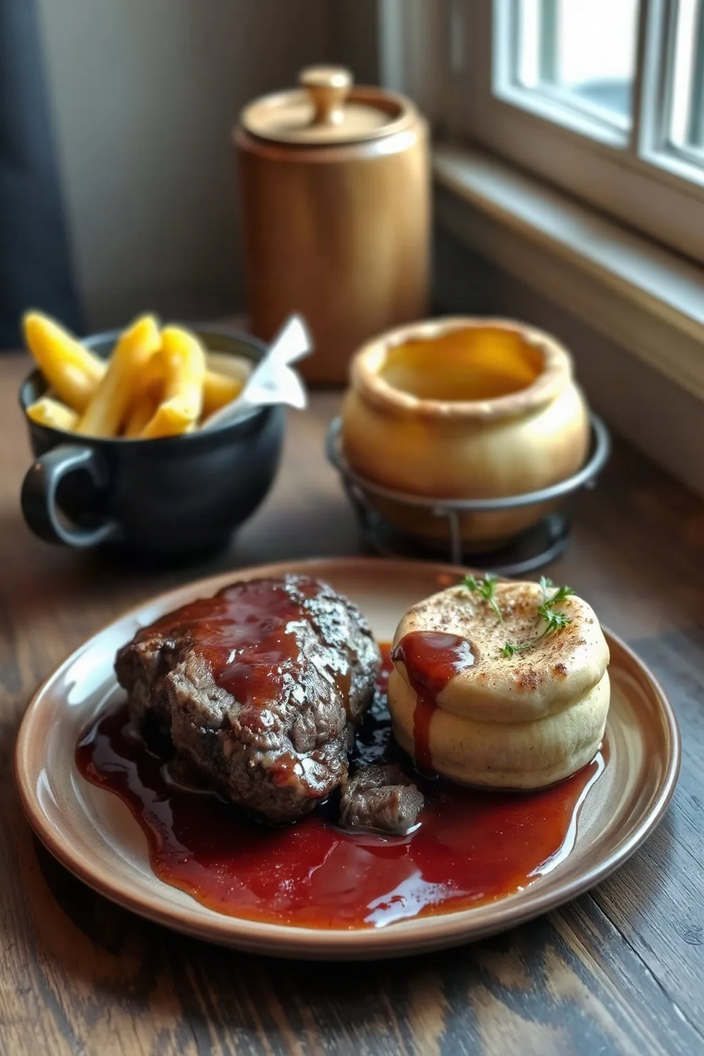 Costillar de Res con Jugo y Pudding de Yorkshire