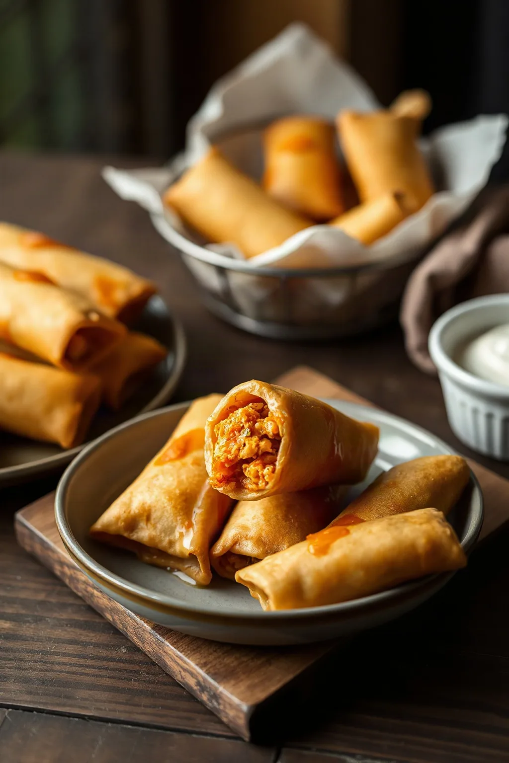 Mini Buffalo Chicken Egg Rolls