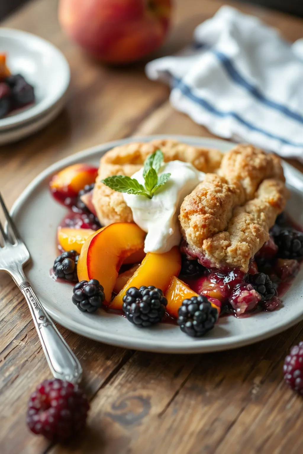 Peach and Blackberry Cobbler