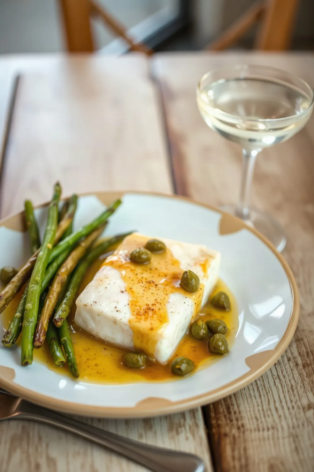 Pan-Seared Halibut with Caper Sauce