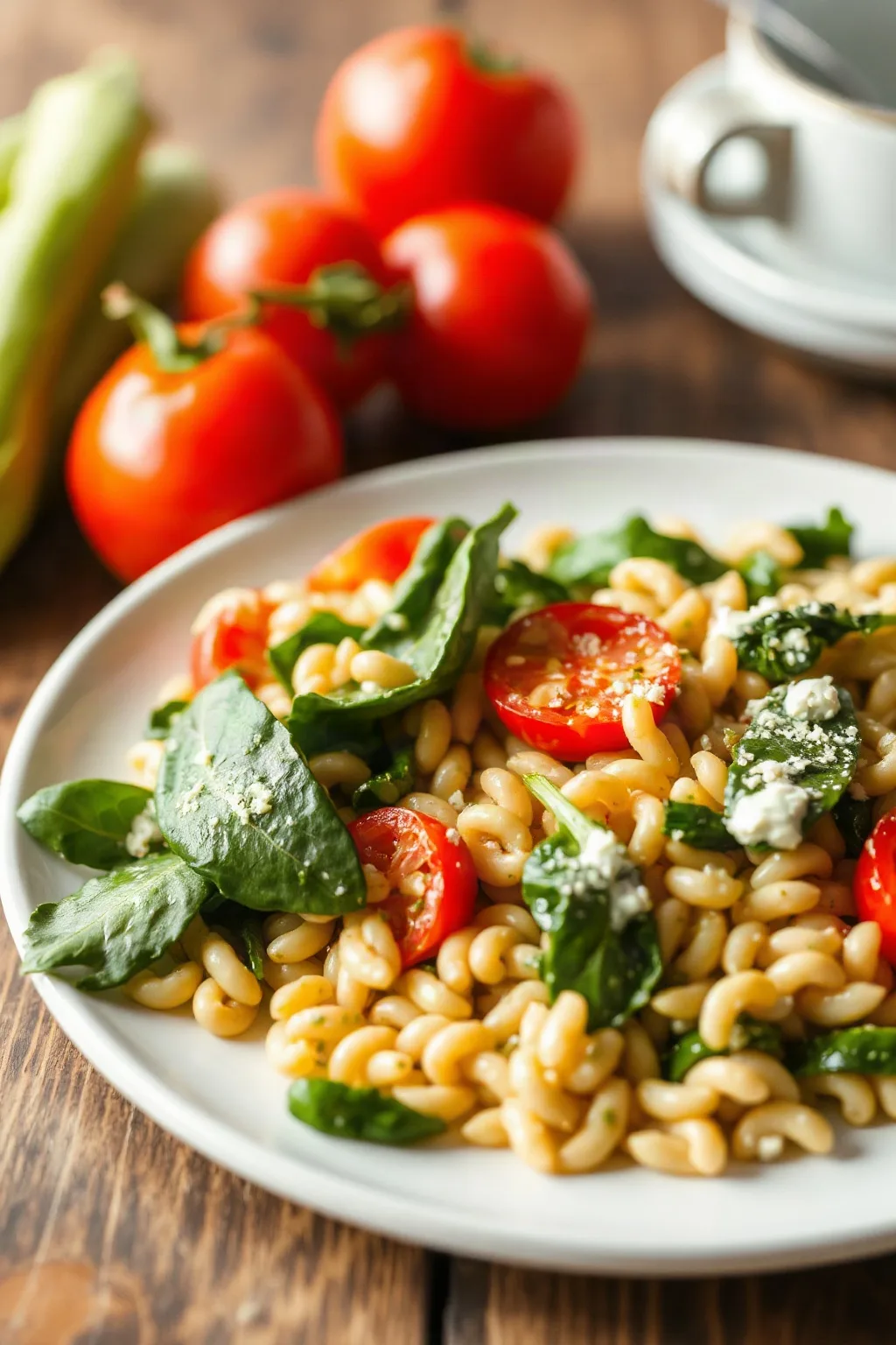 Spinach and Orzo Salad with Lemon Vinaigrette