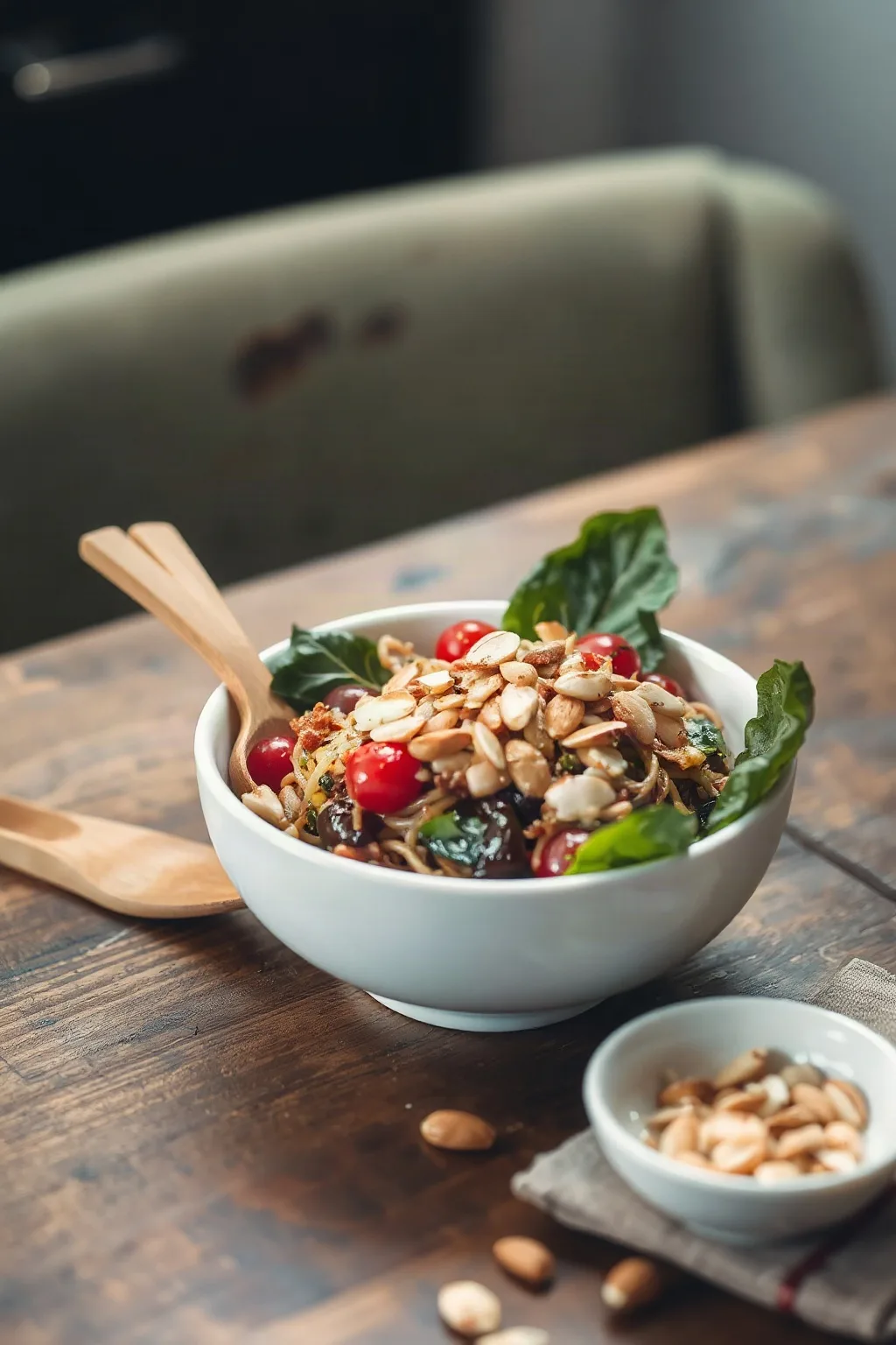 Bok Choy Ramen Salad with Crunchy Almonds