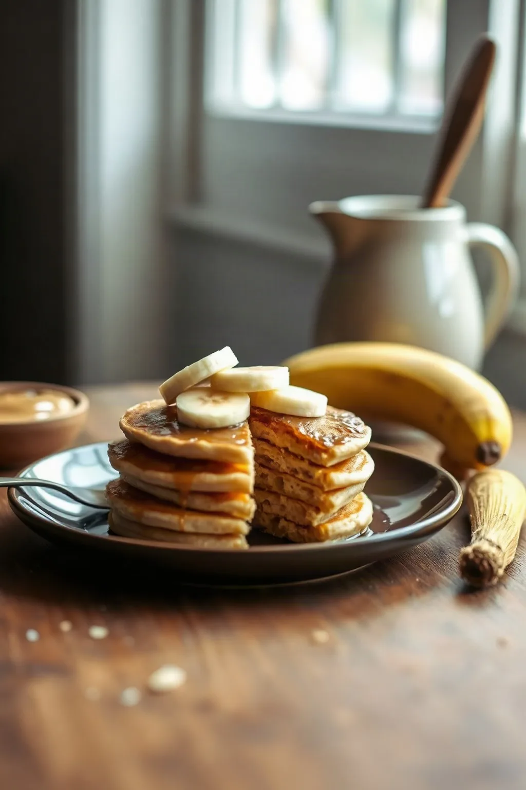Fluffy Peanut Butter Banana Pancakes