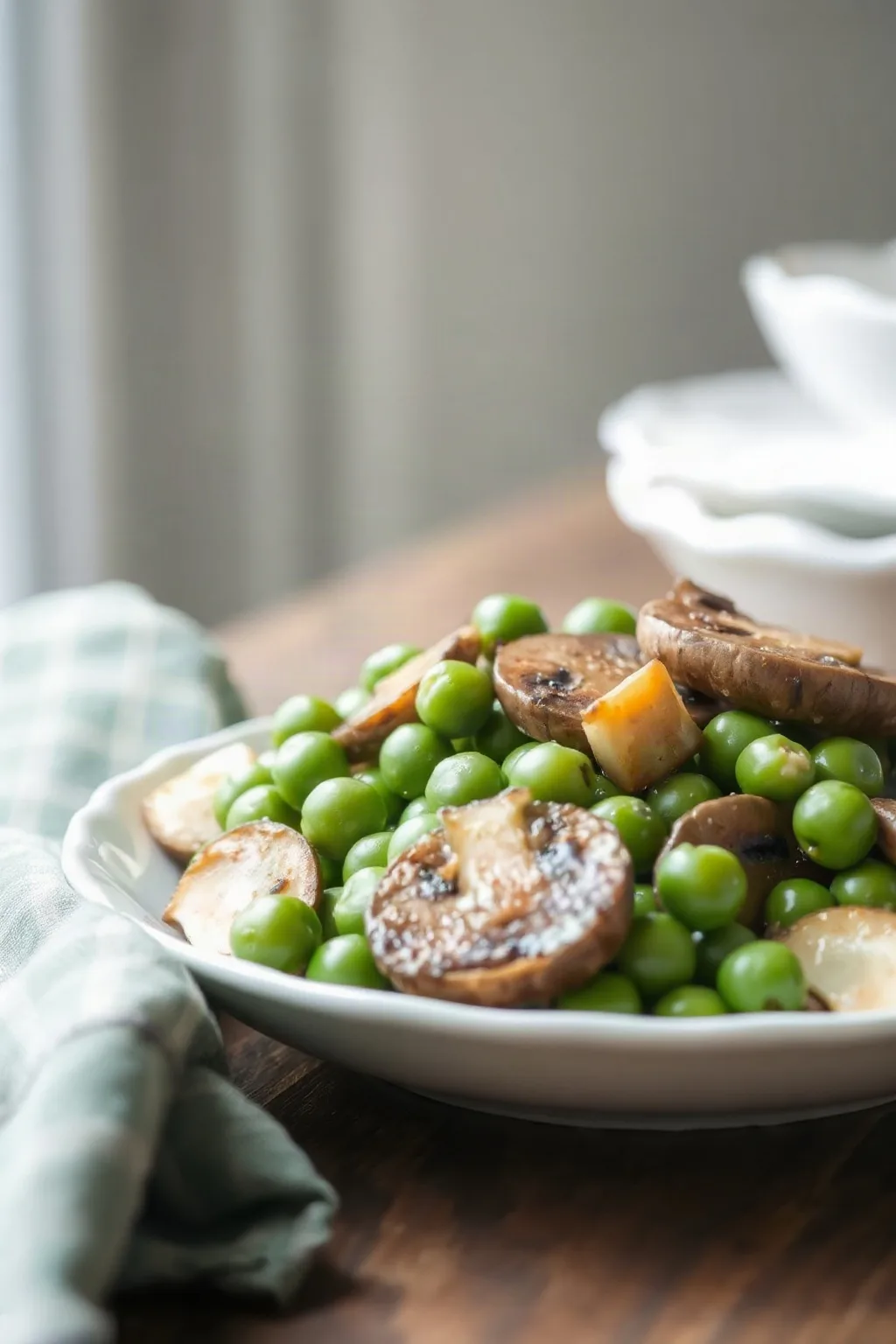 Delicia de Chícharos Salteados con Champiñones