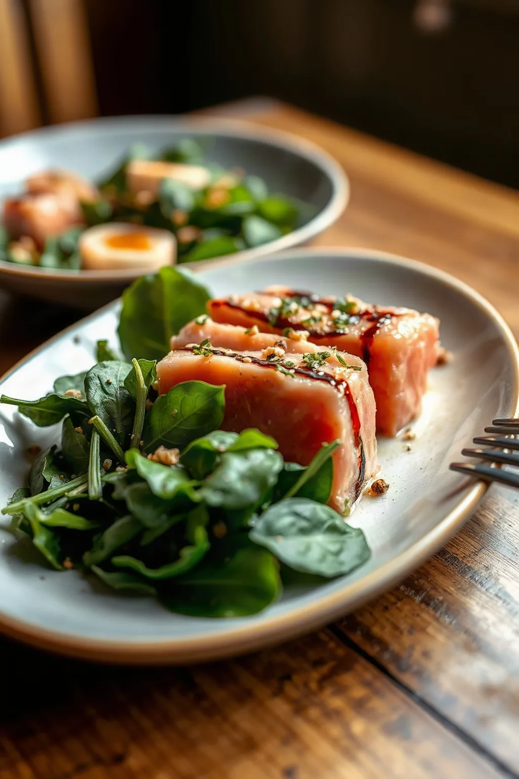 Thon Saisi au Sésame et Salade d'Épinards