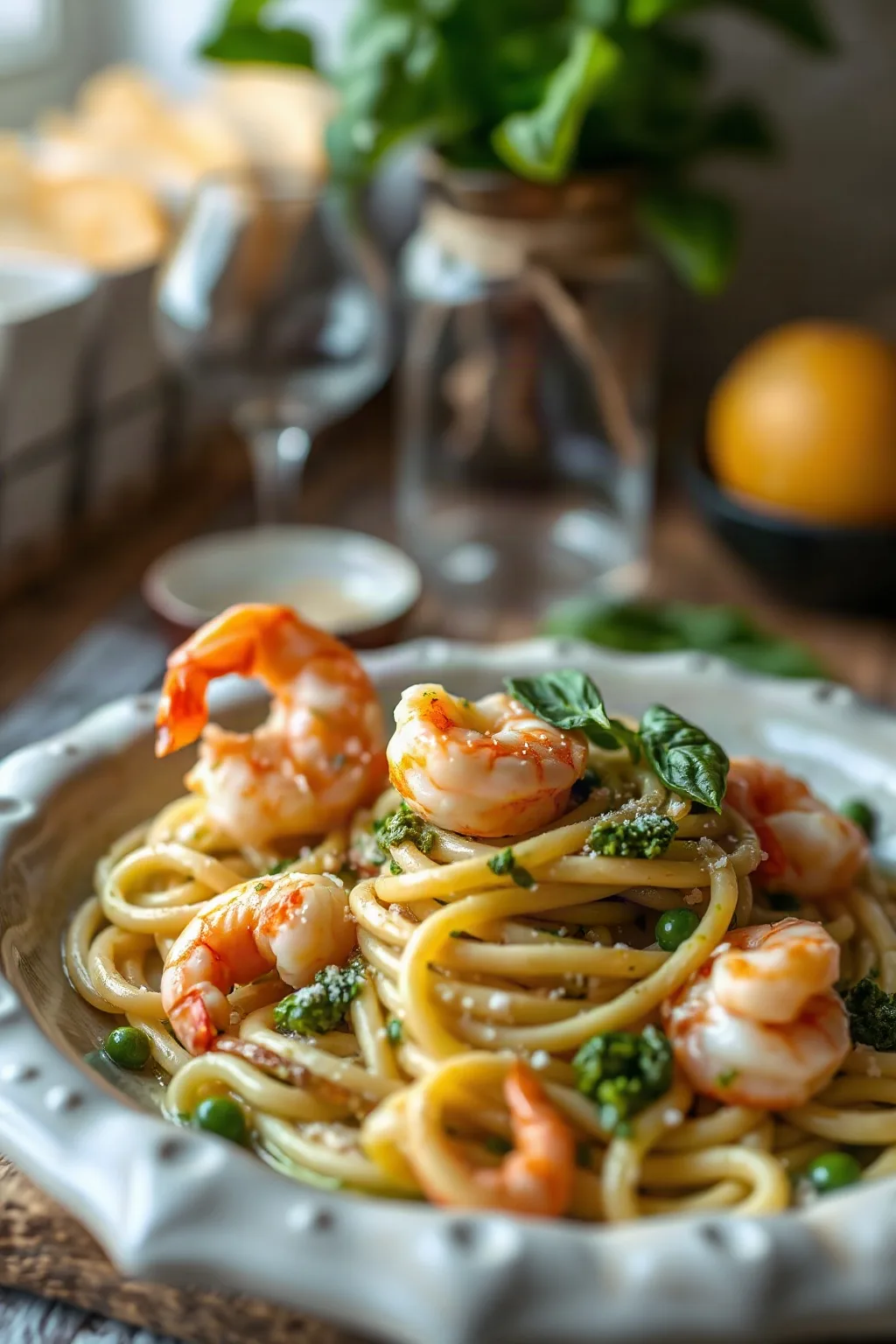 Creamy Pesto Shrimp Pasta Delight