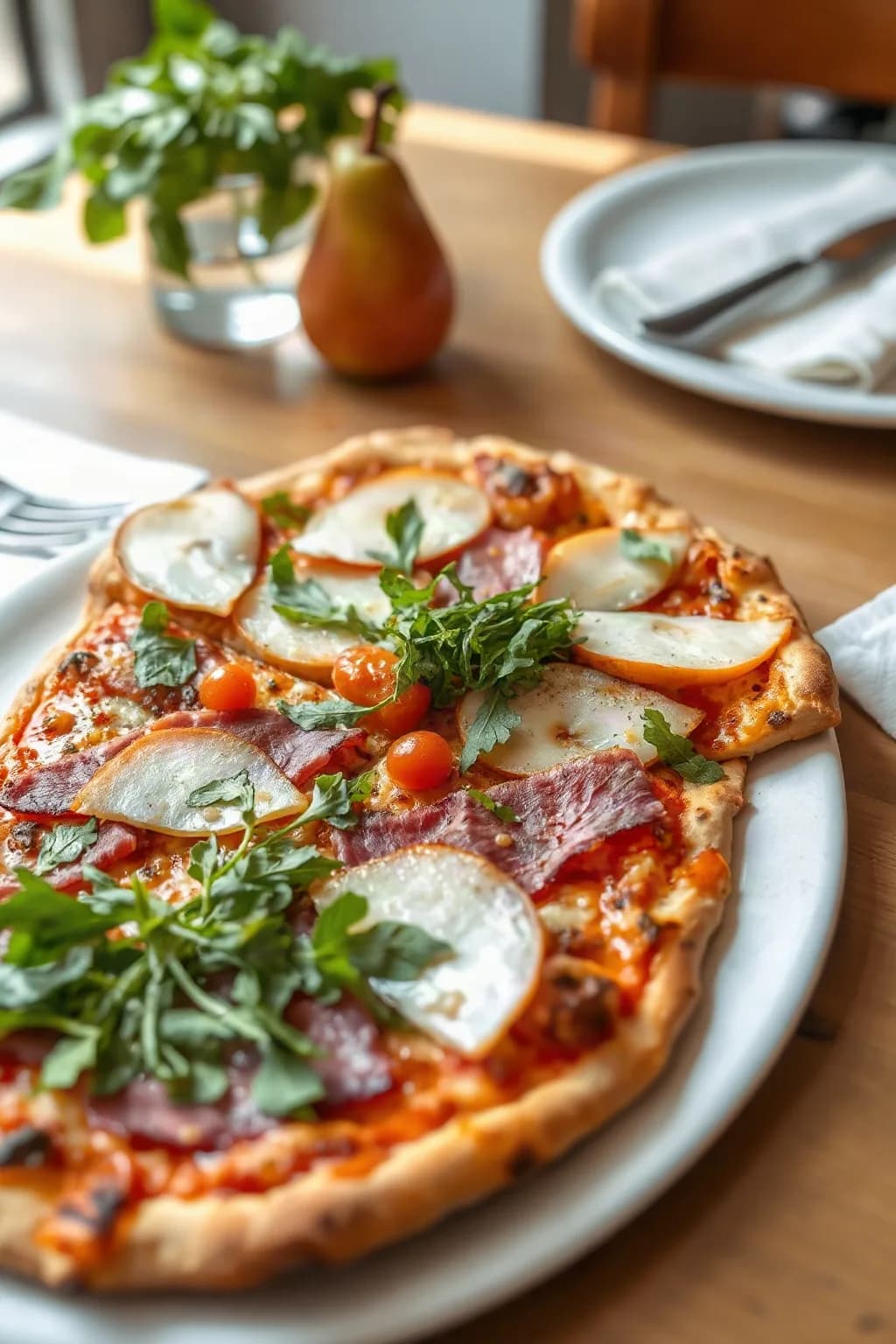 Pear and Prosciutto Pizza with Arugula