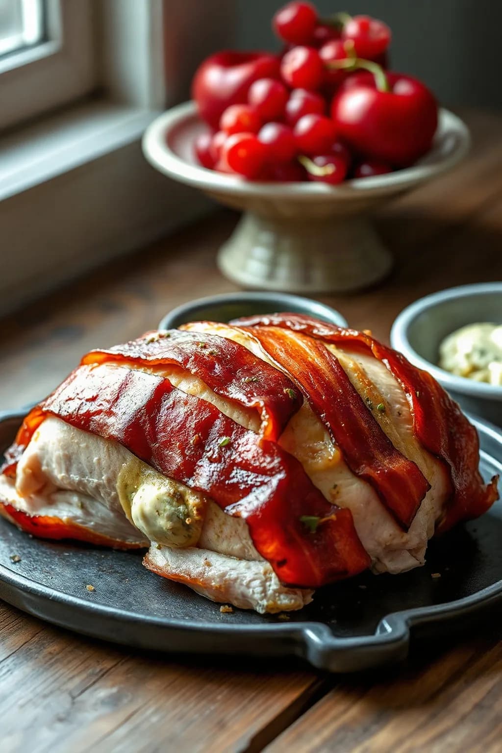 Pavo Envuelto en Tocino con Mantequilla de Hierbas