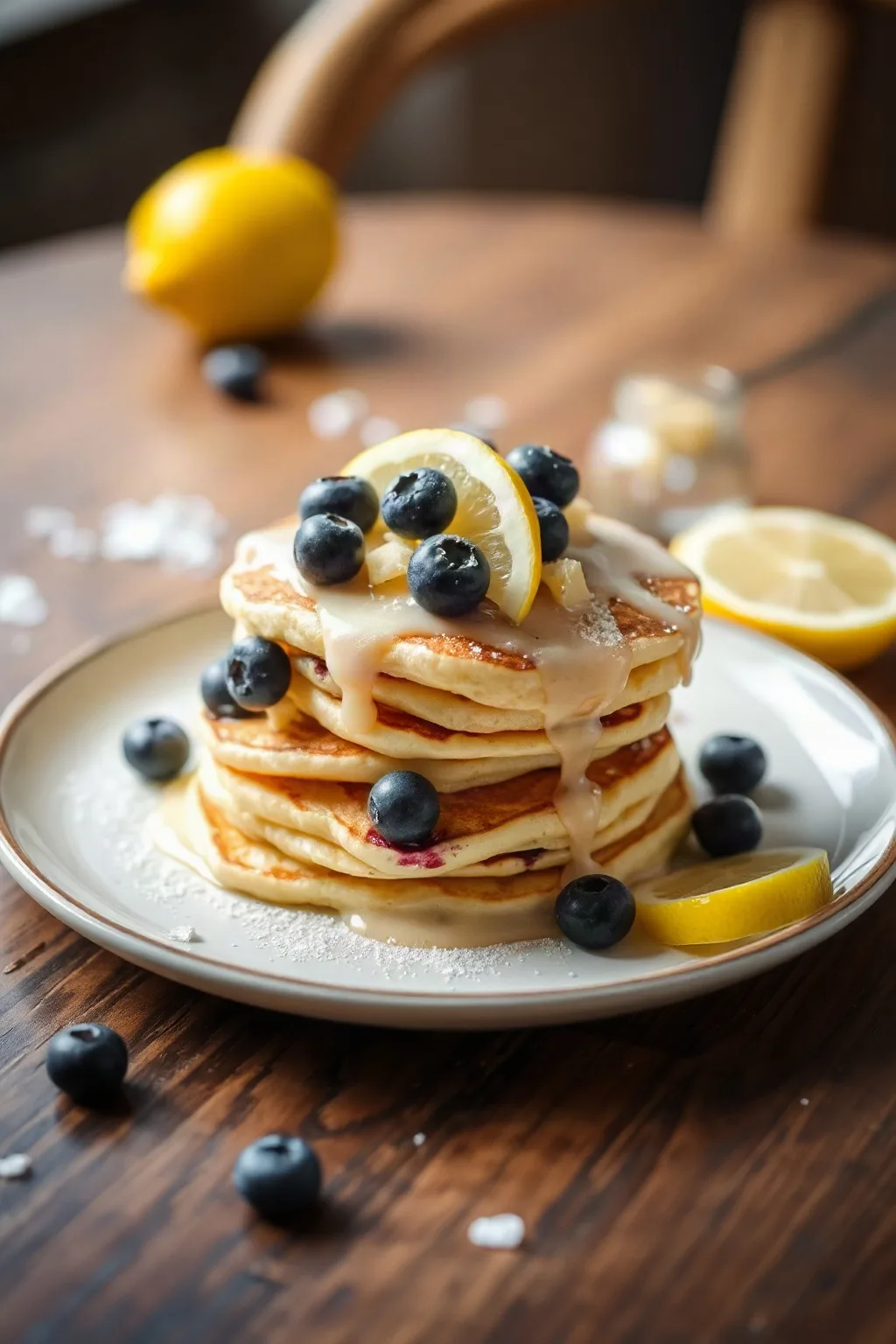 Fluffy Lemon Blueberry Pancakes