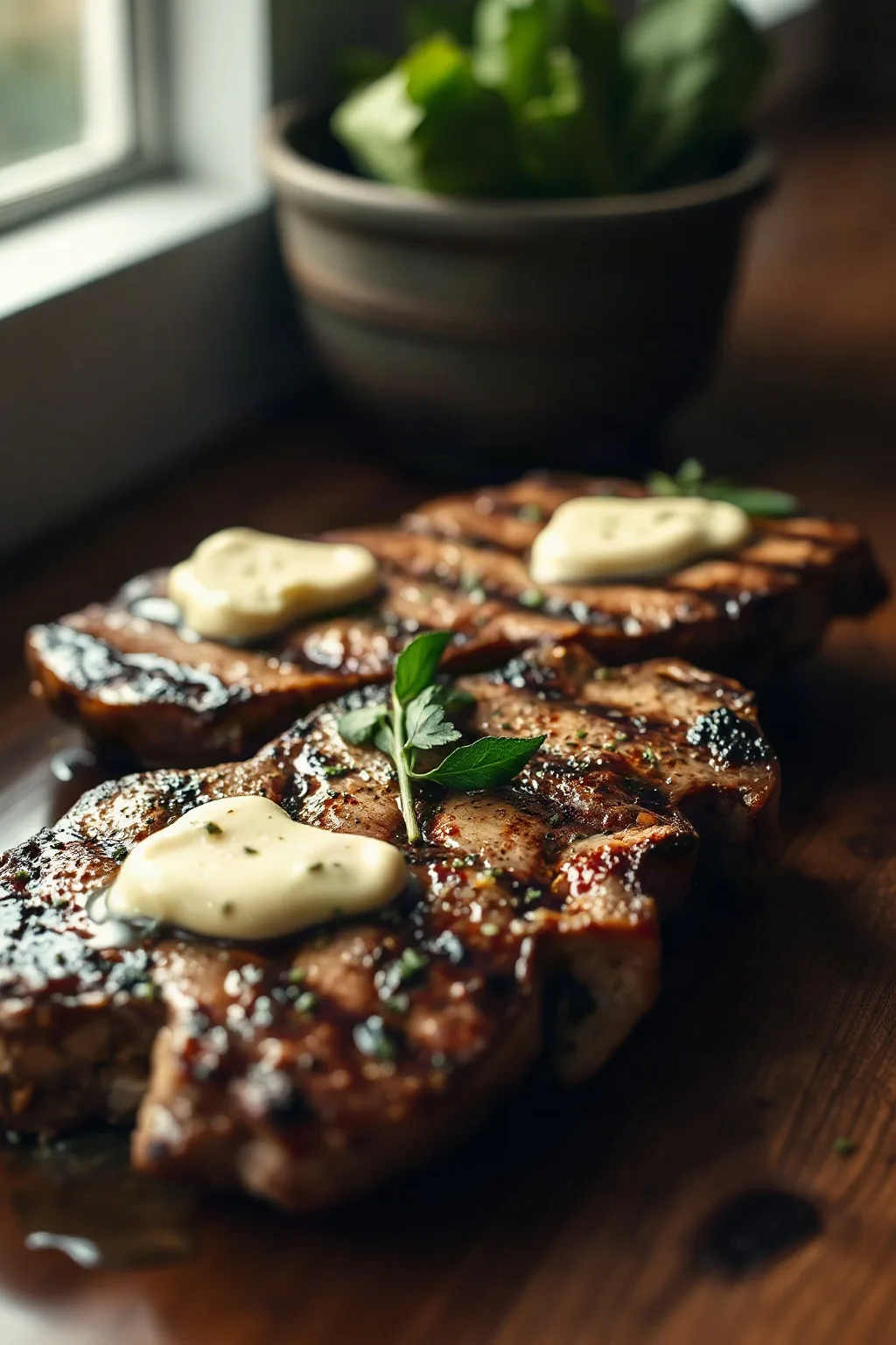 Bistec T-Bone a la Parrilla con Mantequilla de Hierbas