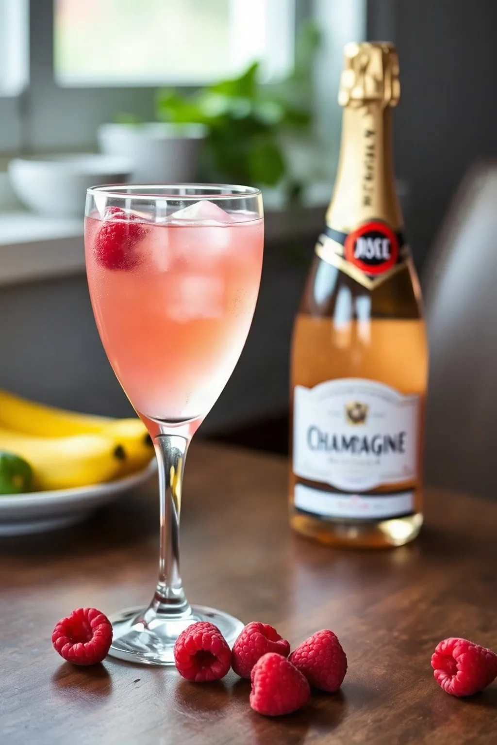 Mocktail de Champagne Rosé Rafraîchissant