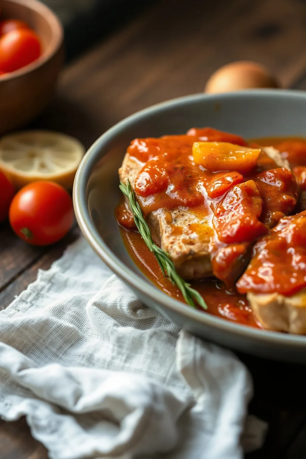 Chuletas de Cerdo con Tomates Guisados