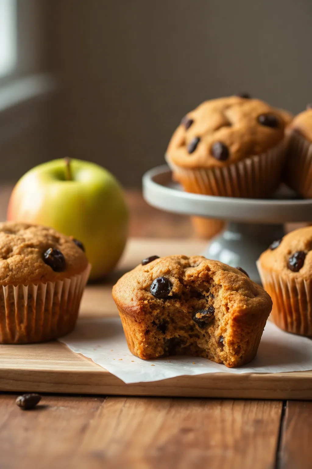 Moist Applesauce Raisin Muffins