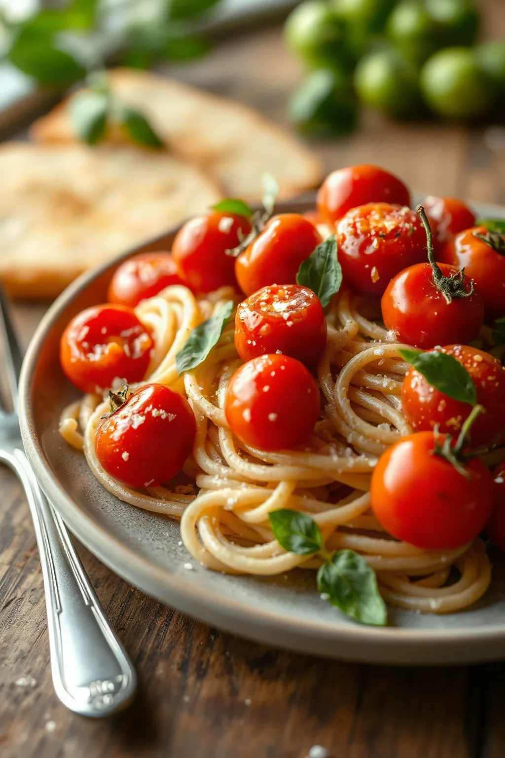 Roasted Cherry Tomatoes with Angel Hair Pasta